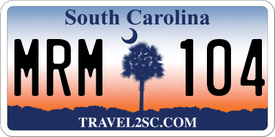 SC license plate MRM104
