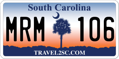 SC license plate MRM106