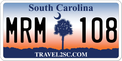 SC license plate MRM108