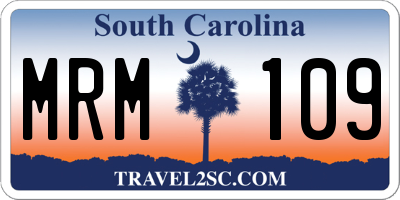 SC license plate MRM109