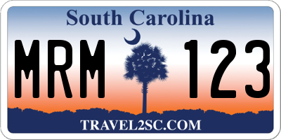 SC license plate MRM123