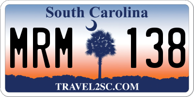 SC license plate MRM138