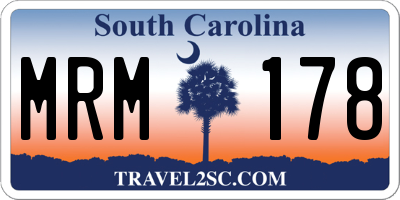 SC license plate MRM178