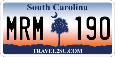 SC license plate MRM190