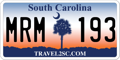 SC license plate MRM193
