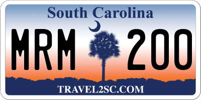 SC license plate MRM200