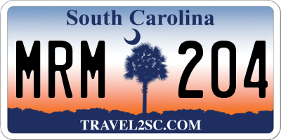 SC license plate MRM204