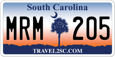 SC license plate MRM205