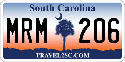 SC license plate MRM206