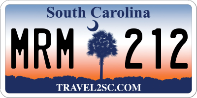 SC license plate MRM212