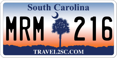 SC license plate MRM216