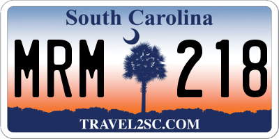 SC license plate MRM218
