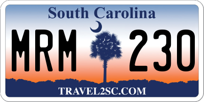 SC license plate MRM230