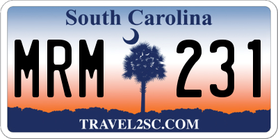 SC license plate MRM231