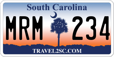 SC license plate MRM234