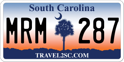 SC license plate MRM287