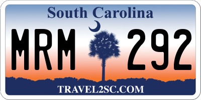 SC license plate MRM292