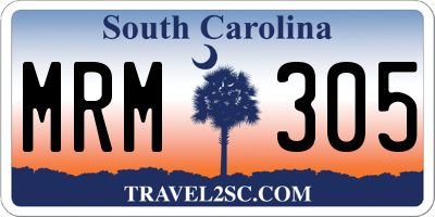 SC license plate MRM305