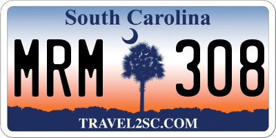 SC license plate MRM308
