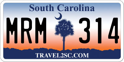 SC license plate MRM314