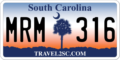 SC license plate MRM316