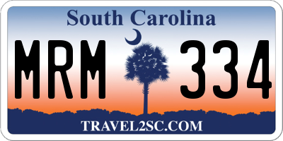 SC license plate MRM334