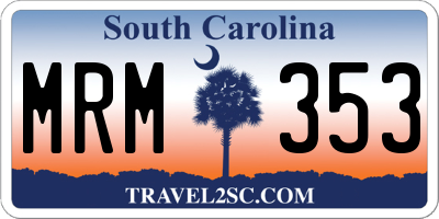 SC license plate MRM353