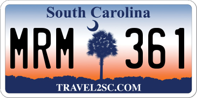 SC license plate MRM361