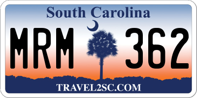 SC license plate MRM362