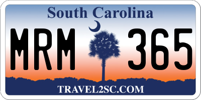 SC license plate MRM365