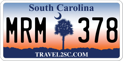 SC license plate MRM378