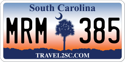 SC license plate MRM385