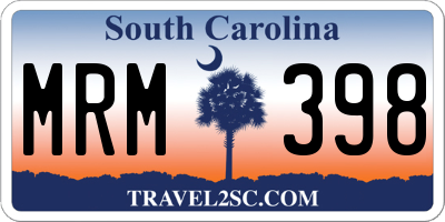 SC license plate MRM398