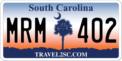 SC license plate MRM402