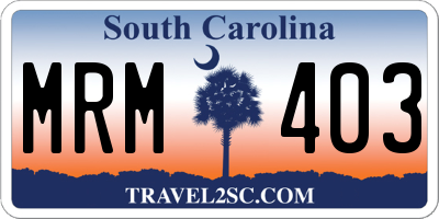 SC license plate MRM403