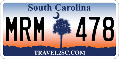 SC license plate MRM478