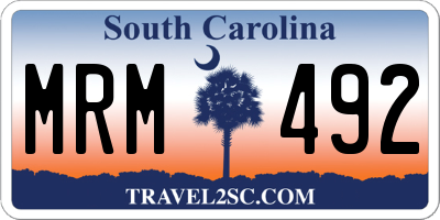 SC license plate MRM492