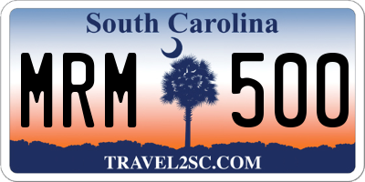SC license plate MRM500