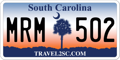 SC license plate MRM502