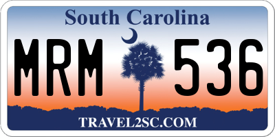 SC license plate MRM536