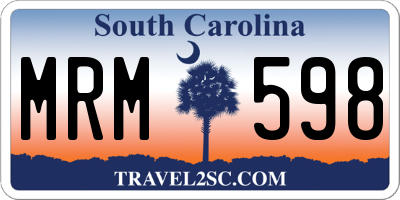 SC license plate MRM598
