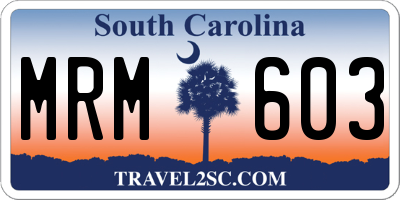SC license plate MRM603