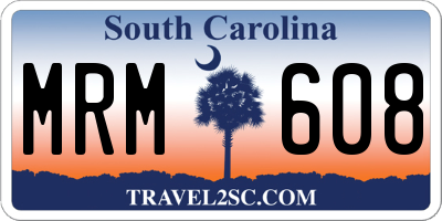 SC license plate MRM608