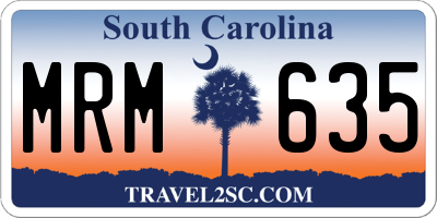 SC license plate MRM635