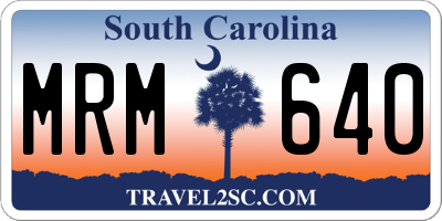 SC license plate MRM640