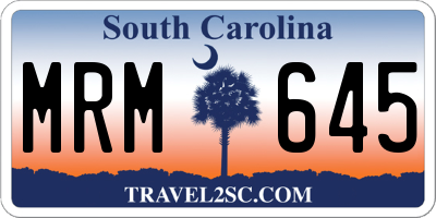 SC license plate MRM645