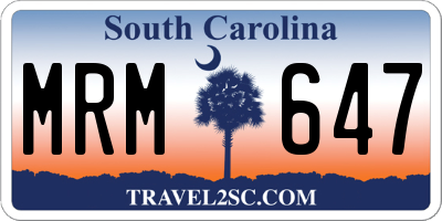 SC license plate MRM647