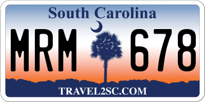 SC license plate MRM678