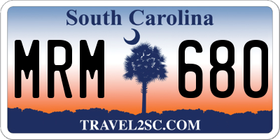 SC license plate MRM680