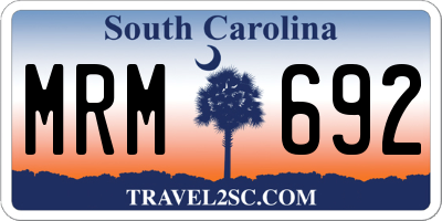 SC license plate MRM692